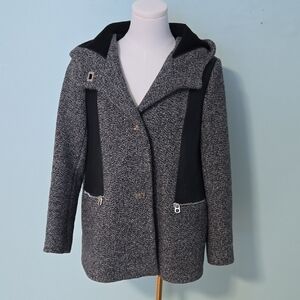 Sandro Women's Charcoal and Black Pea Coat